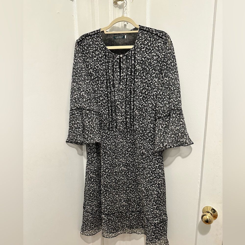 Ralph Lauren chiffon black and white floral dress